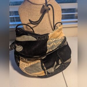 Beautiful Vintage Small ERDA Velvet Patchwork Adjustable Cross Body Bag